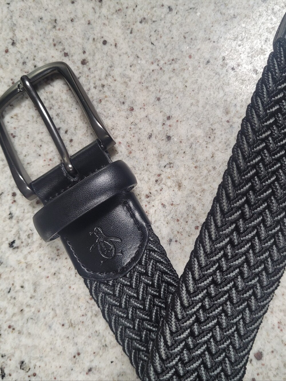 Braided Stretch Belt Black Original Penguin Large 38-40 Leather Details Like New